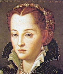 Lucrezia de' Medici, about 1560, by Agnolo Bronzino. In the collections of the Uffizi.